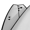 Detalle de la cola de la tabla Flysurf The Traveller 6.6 con sistema de quillas VPS y leash plug.