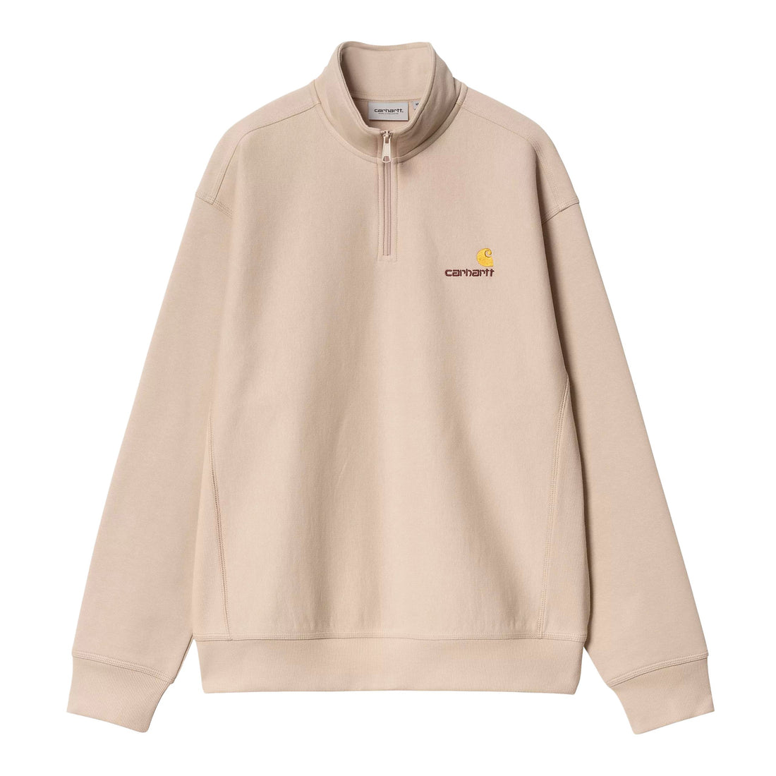 Sudadera con cuello alto y cremallera Carhartt WIP Half Zip American Script Sweat beige