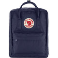 Mochila Fjällräven Kånken Classic púrpura medianoche con diseño rectangular, asas superiores, bolsillos laterales y logo circular reflectante.