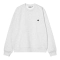 Carhartt WIP Mack Sweatshirt Ash Heather en plano frontal, con el logotipo 