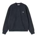 Carhartt WIP Mack Sweatshirt Dark Navy en plano frontal, con el logotipo 