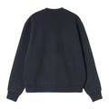 Carhartt WIP Mack Sweatshirt en Dark Navy, vista trasera en plano sobre fondo blanco. Sudadera balloon fit con hombros caídos, cuello y puños acanalados.