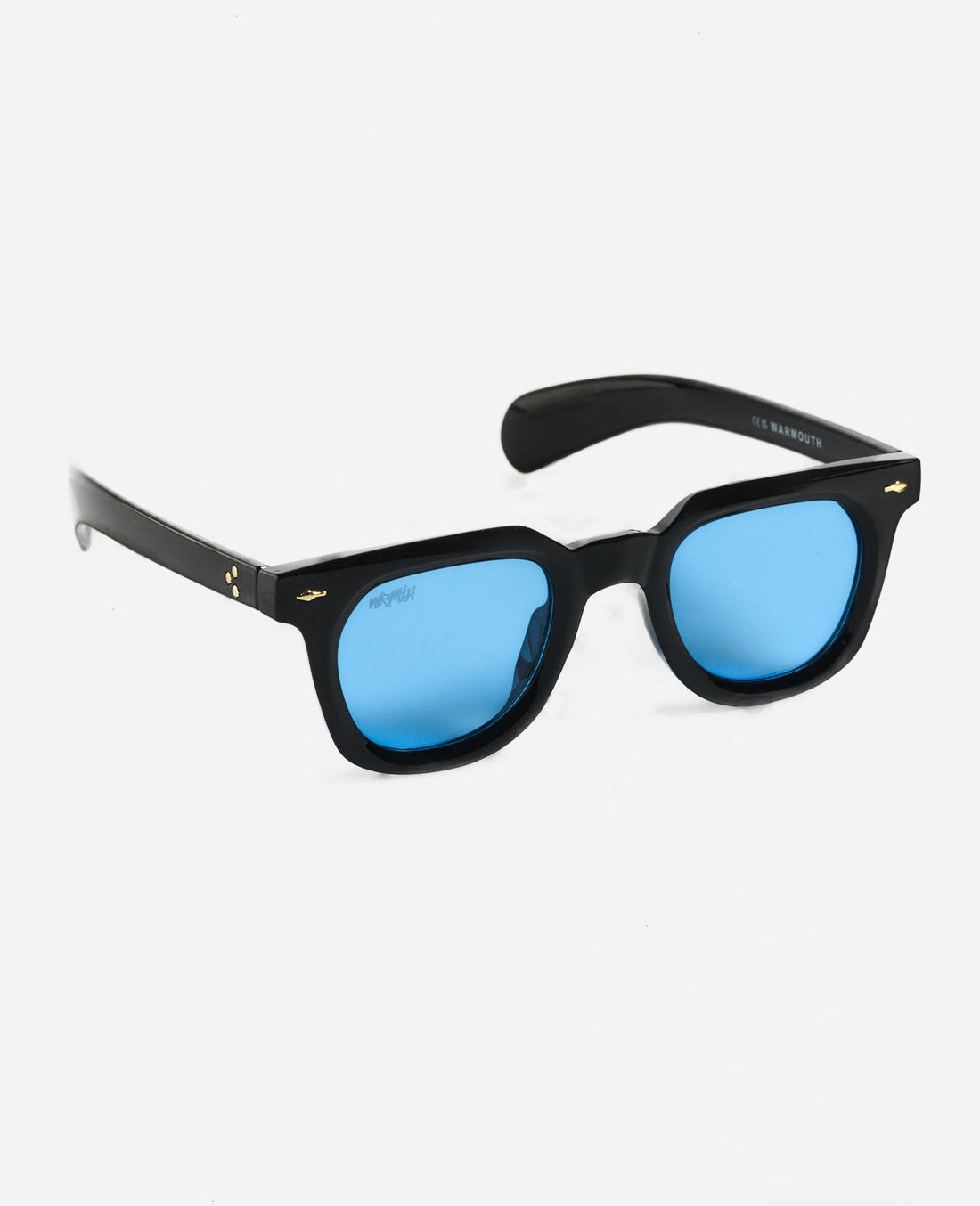 Gafas de sol Warmouth Ron Ryan negras con lentes azules, vista frontal