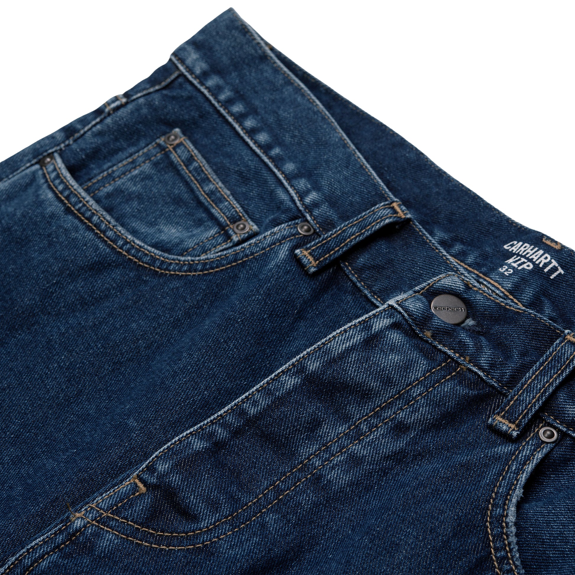 cintura del Pantalón vaquero denim Carhartt WIP Newel Pant azul oscuro lavado piedra