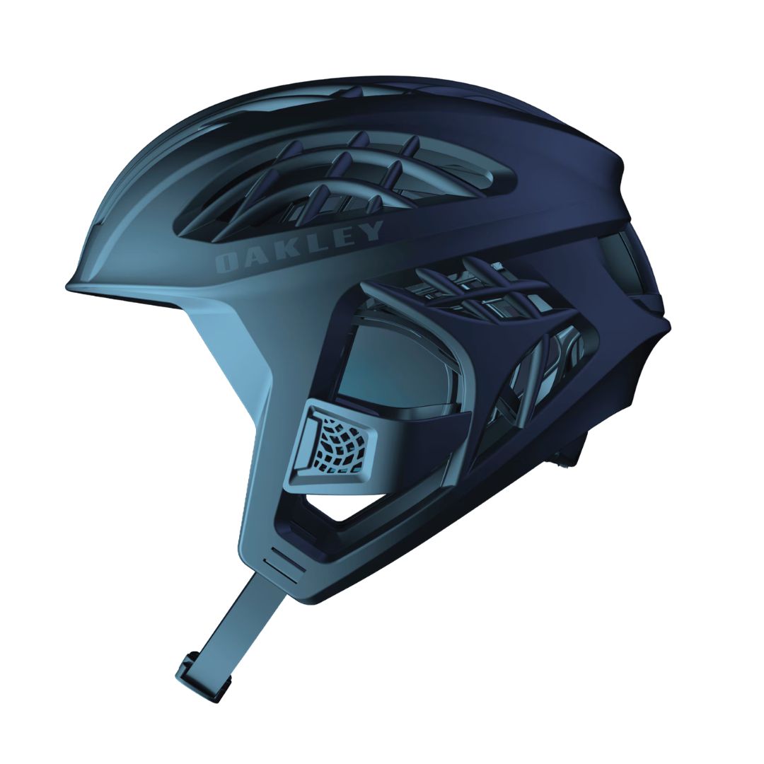 Casco de surf Oakley WTR Icon Matte Black vista lateral con visera integrada y correa ajustable.