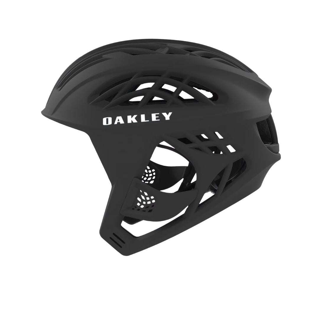 Casco de surf Oakley WTR Icon Matte Black vista lateral con protección auditiva ajustable.