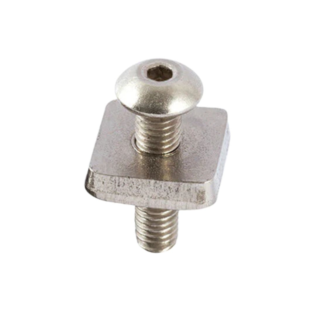 Tornillo y placa Ocean & Earth Screw & Plate para quilla de longboard compatible con fin box estándar detalle metálico.