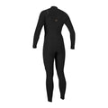 Traje de neopreno integral O'Neill Hyperfreak Plus 5/4mm en negro, vista trasera completa mostrando las rodilleras Krypto Knee Padz y el ajuste en piernas.