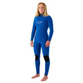 Traje de neopreno O'Neill Hyperfreak Plus 5/4mm de mujer, vista frontal del forro con el logo de la marca y el panel superior de neopreno TechnoButter 3X en hombros y brazos.