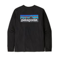 Camiseta Patagonia L/S P‑6 Logo Responsibili‑Tee para hombre, color Black, vista trasera con logo gráfico P‑6 a gran escala.