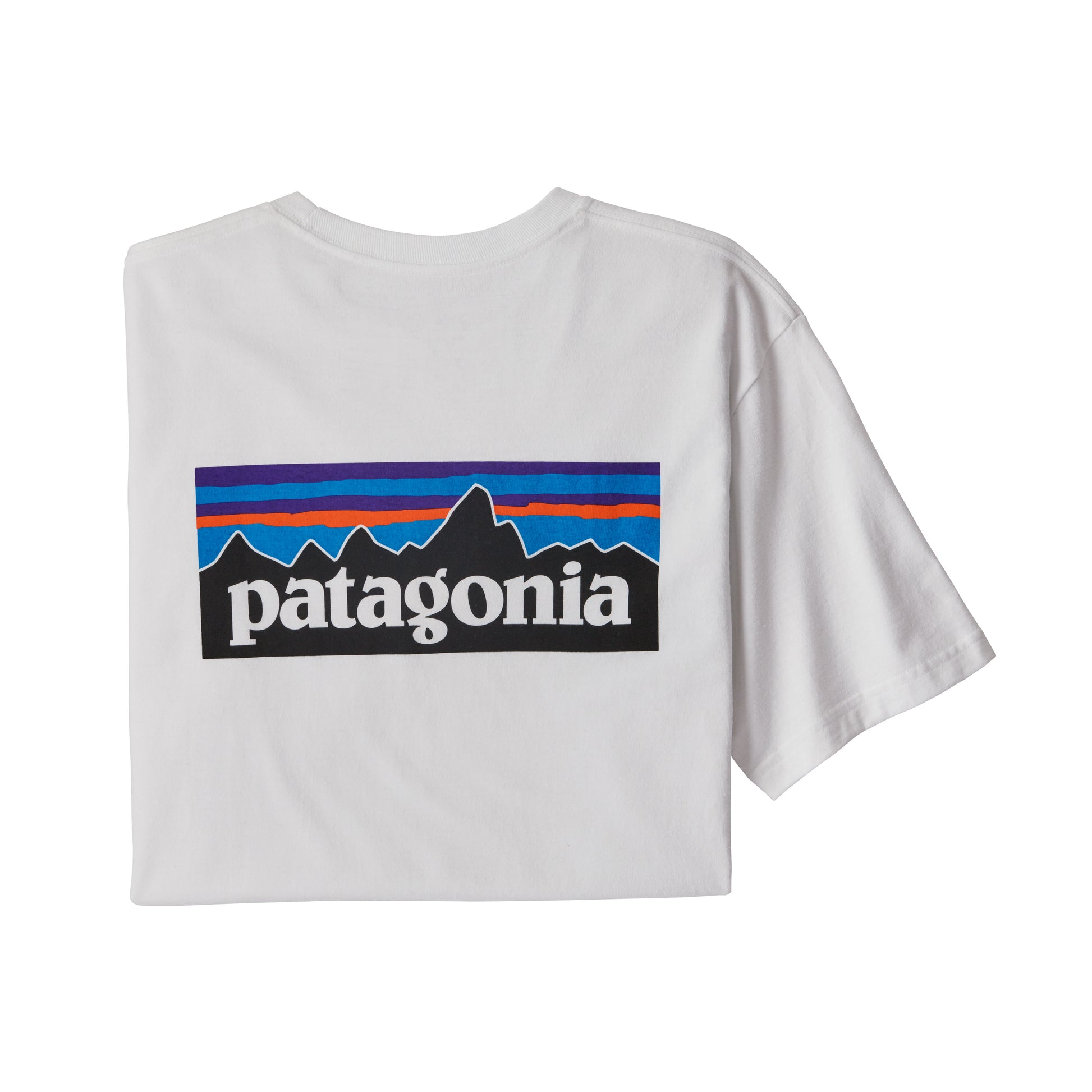 Logotipo grande en la espalda de la Camiseta negra Patagonia Men's P-6 Logo Responsibili-Tee