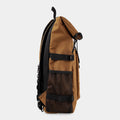 CARHARTT WIP Philis Backpack Hamilton Brown, vista lateral izquierda mostrando bolsillo de malla y diseño funcional.