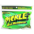 Packaging frontal del pepino mágico Pickle Wax Remover Team Chow con bolsa biodegradable verde lima y texto Save the Planet Use Your Pickle, sello 100% reciclado visible.