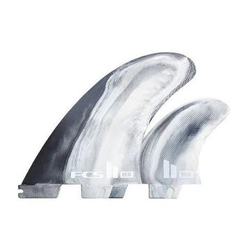 Quillas twin fin + 1 fcs2 mark Richards  color blanco y negro swirl