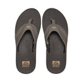Vista superior de las chanclas Reef Fanning black gum mostrando plantilla y correas.