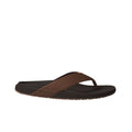 Vista lateral chanclas Reef The Raglan marrón java con tira texturizada y suela resistente non-marking.