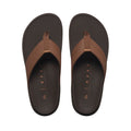 Vista superior chanclas Reef The Raglan color marrón java con tira acolchada y footbed anatómico cómodo.