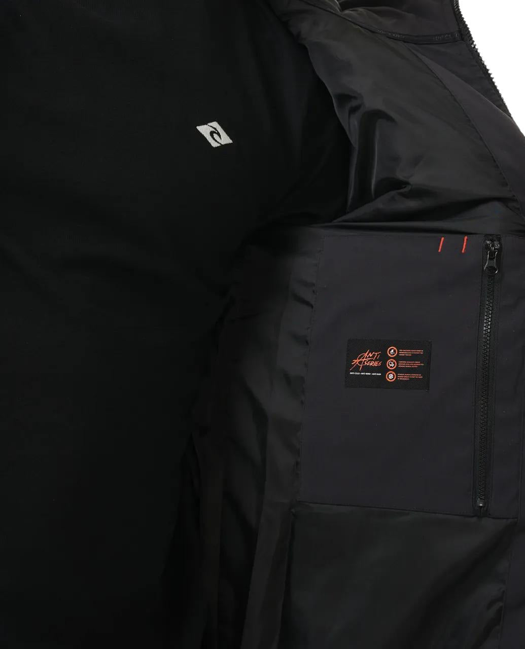 Bolsillo interior con cierre de cremallera de la Chaqueta impermeable Rip Curl Anti Series Ridge Jacket Negra