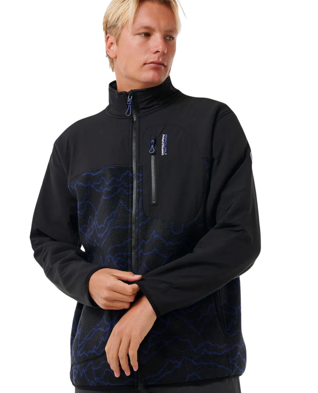 Hombre con la Rip Curl Anti Series Search Zip Crew Black/Berry frontal