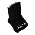 Pack de 5 calcetines altos Rip Curl Brand Crew Sock en negro, vista en escalera mostrando el puño con logo 