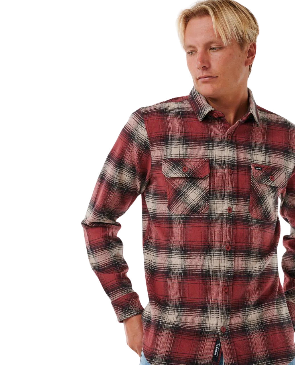 Hombre con la camisa de franela Rip Curl Count Flannel Shirt Apple Butter pecho