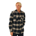 Camisa Rip Curl Count Flannel Taupe para hombre - frontal, manga larga, patrón de cuadros.