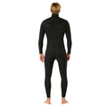 Neopreno surf negro Rip Curl Dawn Patrol Pro 3/2 Chest Zip, vista trasera completa con paneles ergonómicos en espalda y logo Rip Curl en cuello.