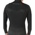 Detalle espalda neopreno negro Rip Curl Dawn Patrol Pro 3/2, paneles GBS ergonómicos en zona lumbar y hombros con logo Rip Curl en cuello.