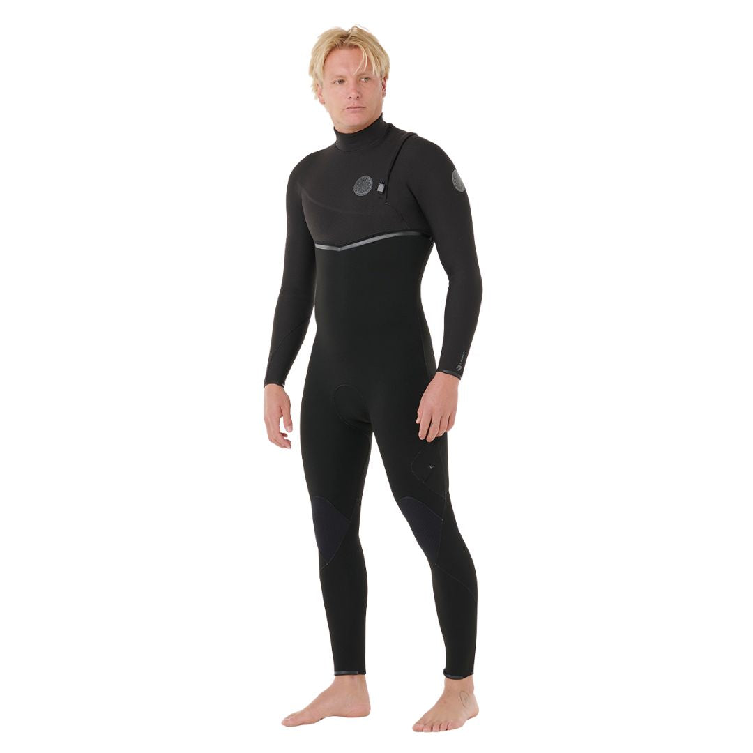 Vista lateral del traje completo Rip Curl E-Bomb Zip Free 4/3 2026, color negro.