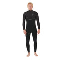 Traje neopreno surf hombre negro Rip Curl E-Bomb Zip Free 3/2, vista frontal completa, sistema zip free, panel de malla E7 en tren superior y rodilleras.