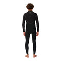 Rip Curl Elasto Zip Free 5/4 en negro, vista trasera completa, con logo Rip Curl Wetsuits y etiqueta Elasto impresa en la parte alta de la espalda.