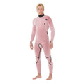 Forro interior del traje Rip Curl F-Bomb Fusion Chest Zip 4/3, textura afelpada de secado rápido en tono rosa, vista frontal lateral completa del cuerpo del modelo.