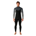 Traje de neopreno RIP CURL FLASHBOMB PRO 4/3 ZIP FREE en Charcoal Grey, vista frontal completa. Diseño sin cremallera con yugo superior gris antracita y mangas jaspeadas para máxima flexibilidad en el agua.