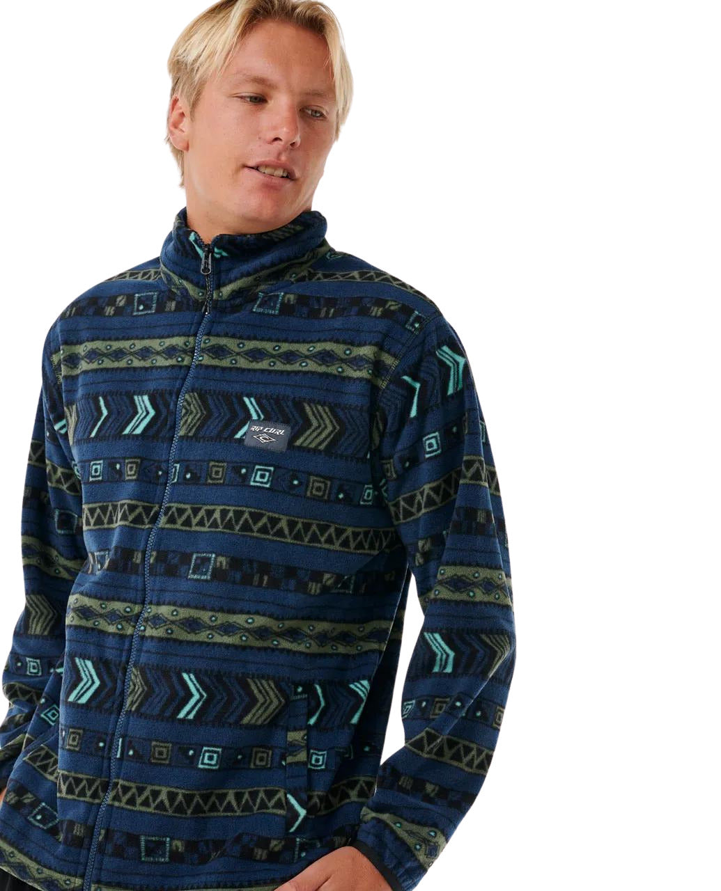 Hombre con el forro polar Rip Curl Fun Times Polar Fleece Azul marino lavado mirando a la izquierda