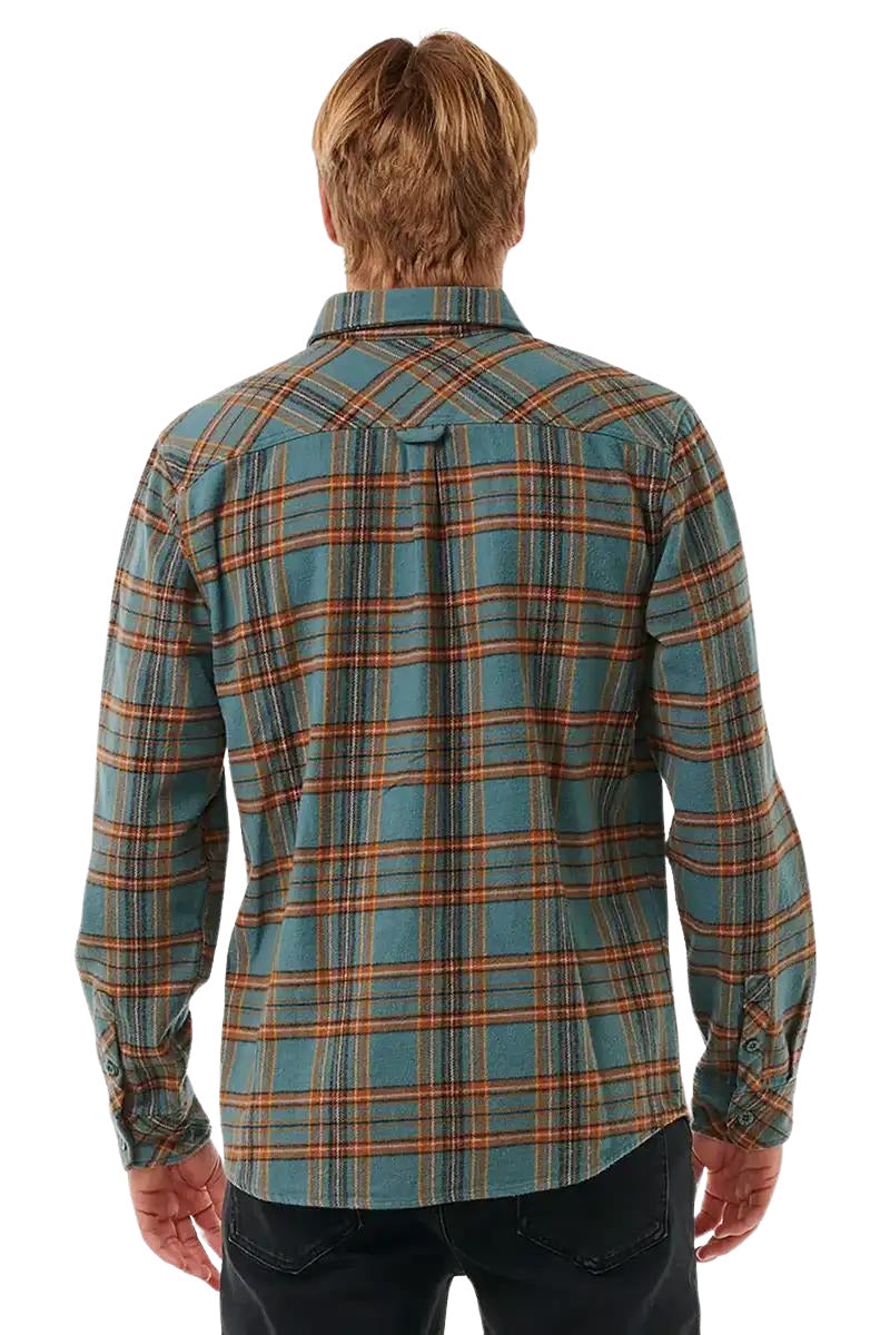 Hombre con la camisa de franela Rip Curl Griffin Flannel Shirt Bluestone espalda