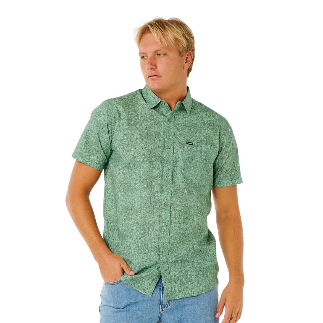 Rip Curl Hypno Micro S/S Shirt camisa surf hombre color aloe verde estampado verano.