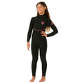 Vista trasera del neopreno Rip Curl Kids F-Bomb Fusion 4/3mm negro, detalles en costuras y logotipo.