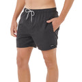 Bañador de surf hombre Rip Curl Offset Daily Volley negro, vista lateral, con bolsillo lateral, cordón blanco y etiqueta tejida Rip Curl en pierna.