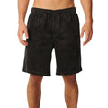Pantalón corto pana Rip Curl Premium Surf Cord negro, vista frontal con cintura elástica, bolsillos laterales y textura acanalada acid wash loose fit.