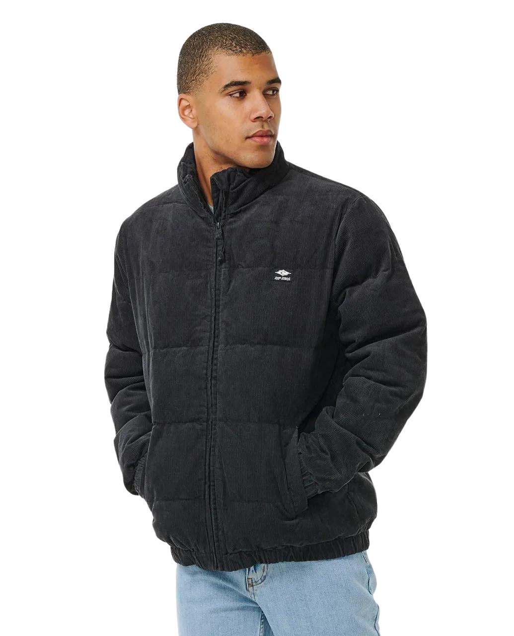 Hombre con el Abrigo de pana Rip Curl Rincon Cord Puffer Jacket Negro