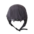 Vista trasera de la Rip Curl S-Series Surf Cap negro lavado sin solapa, mostrando la copa de poliamida con costura central, etiqueta Search Series y sistema de barboquejo doble.