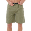 Bañador surf largo Rip Curl Search Destroy Volley 21 verde cactus, vista frontal con ajuste de hebilla negra en cintura elástica y costuras en panel.