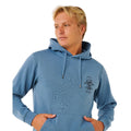 sudadera Rip Curl Search Icon Hoodie color bluefin con capucha y bolsillo canguro vista detalle logo Rip Curl en el pecho.