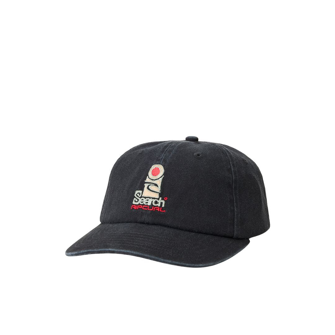 Gorra Rip Curl Search SB Cap en black, vista lateral con diseño clásico y visera curva.