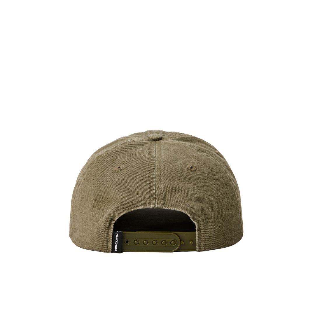 Gorra Rip Curl Search SB Cap en cactus green, vista trasera con cierre ajustable tipo snapback.