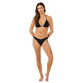 Conjunto bikini Rip Curl Vibe Surf black completo, top triángulo y braguita cheeky pierna alta en tejido acanalado texturizado negro coordinados.