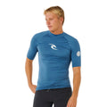 Rip Curl Waves UPF Performance S/S rashguard manga corta Bluefin vista frontal completa protección solar UPF50.