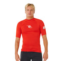Rip Curl Waves UPF Performance S/S rashguard manga corta Lava Red vista frontal completa protección solar UPF50.