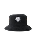 Sombrero pescador Rip Curl Wettie Icon Bucket Hat negro con logo bordado frontal.