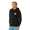 Rip Curl Wettie Passage Icon Zip Through hoodie negra vista lateral con bolsillo tipo kanga.